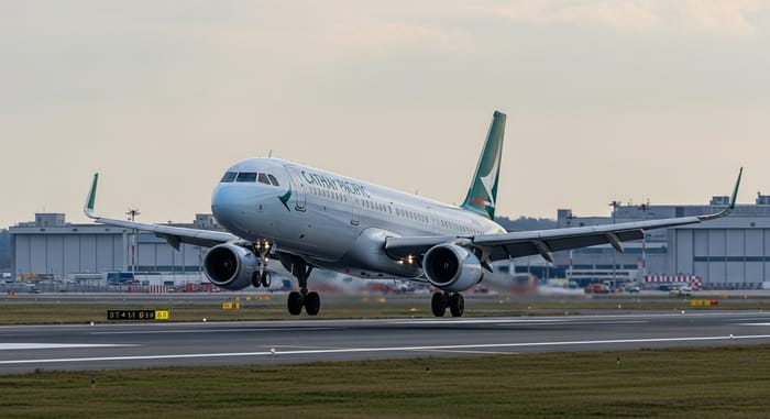 Cathay Pacific A321neo Landing: Captivating Touchdown Scene Cathay Pacific A321neo Landing: Captivating Touchdown Scene