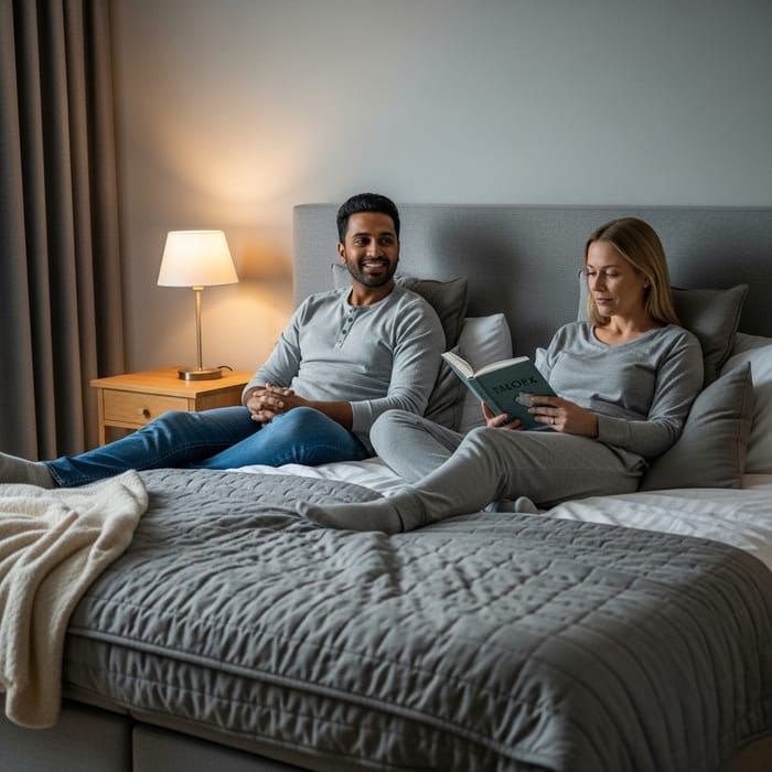 Interracial Couple Bedroom Scene Interracial Couple Bedroom Scene
