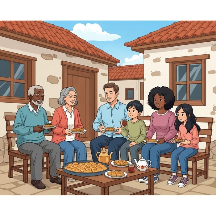Joyful Family Gathering with Mediterranean Feast