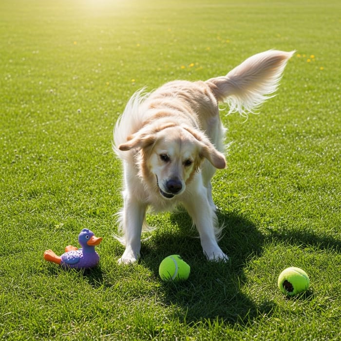 Playful Golden Retriever Enjoying Sunny Day