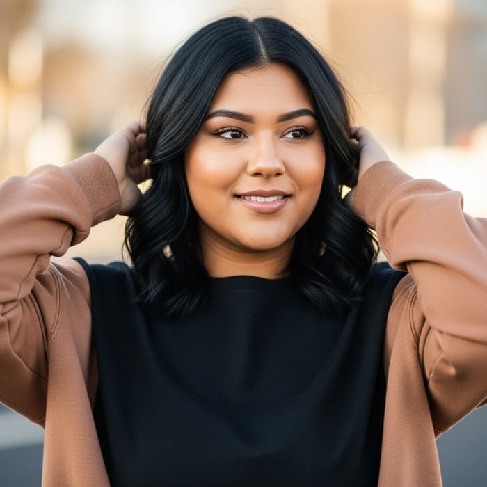 Stylish Young Woman with Black Hair and Brown Skin Stylish Young Woman with Black Hair and Brown Skin