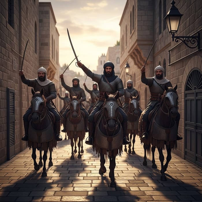 Realistic Muslim Army on Horseback in Jerusalem Realistic Muslim Army on Horseback in Jerusalem