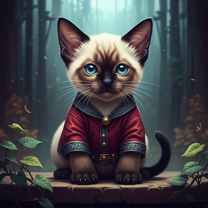 Young Siamese Cat Fantasy Art, Deep Color, 4K Resolution