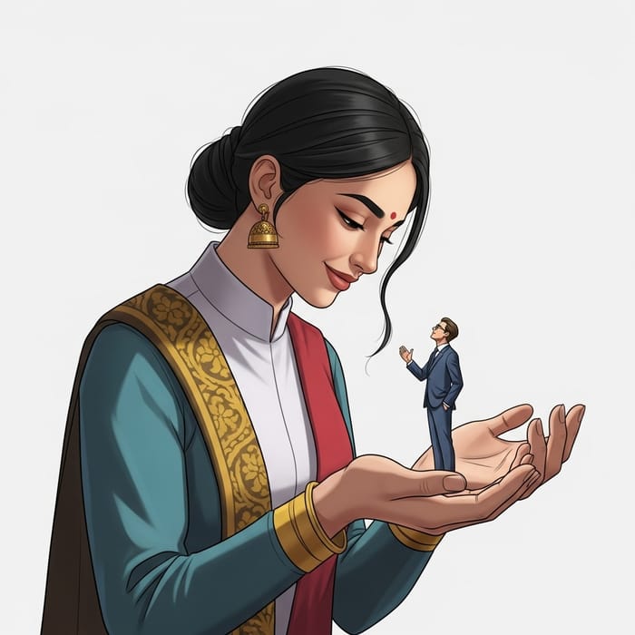 Giantess Woman Holding a Small Man: A Unique Harmony Giantess Woman Holding a Small Man: A Unique Harmony