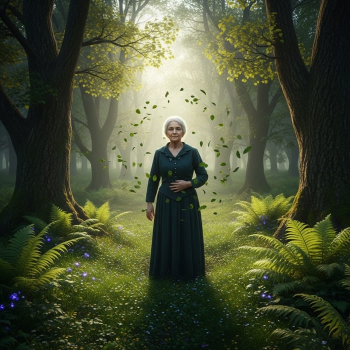 Ethereal Forest: Time-Entrapped Woman in Mystical Woodland Ethereal Forest: Time-Entrapped Woman in Mystical Woodland