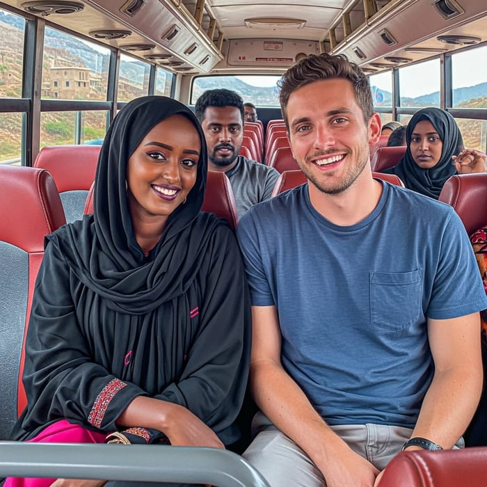 Cultural Diversity & Natural Beauty: Captivating Somali Woman on Vibrant Socotra Bus Ride Cultural Diversity & Natural Beauty: Captivating Somali Woman on Vibrant Socotra Bus Ride