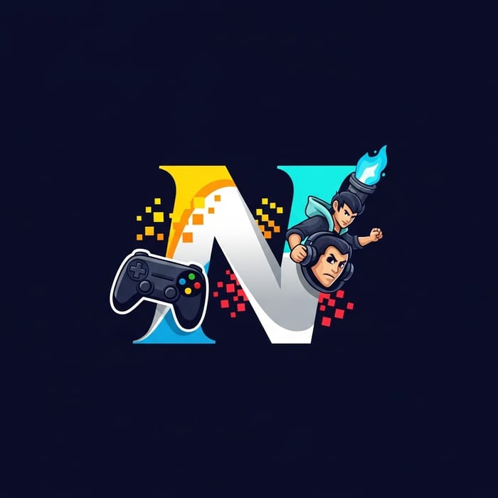 Dynamic 'N' Gaming Logo Design with Futuristic Elements Dynamic 'N' Gaming Logo Design with Futuristic Elements