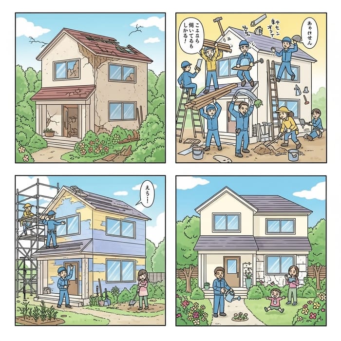 Dynamic House Renovation Comic Strip: Manga Style Transformations Dynamic House Renovation Comic Strip: Manga Style Transformations