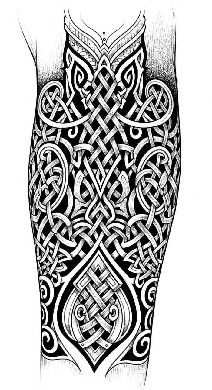 Intricate Viking Knotwork Sleeve Tattoo Artwork Intricate Viking Knotwork Sleeve Tattoo Artwork