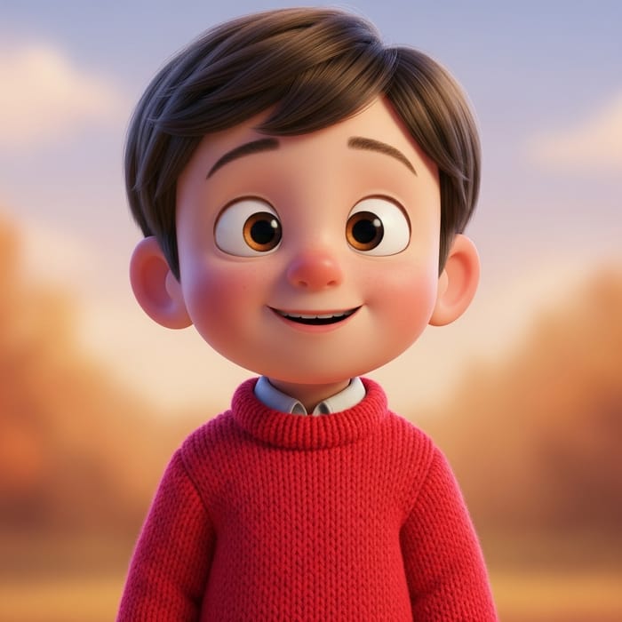 Cute Little Pixar Boy in Red Jersey