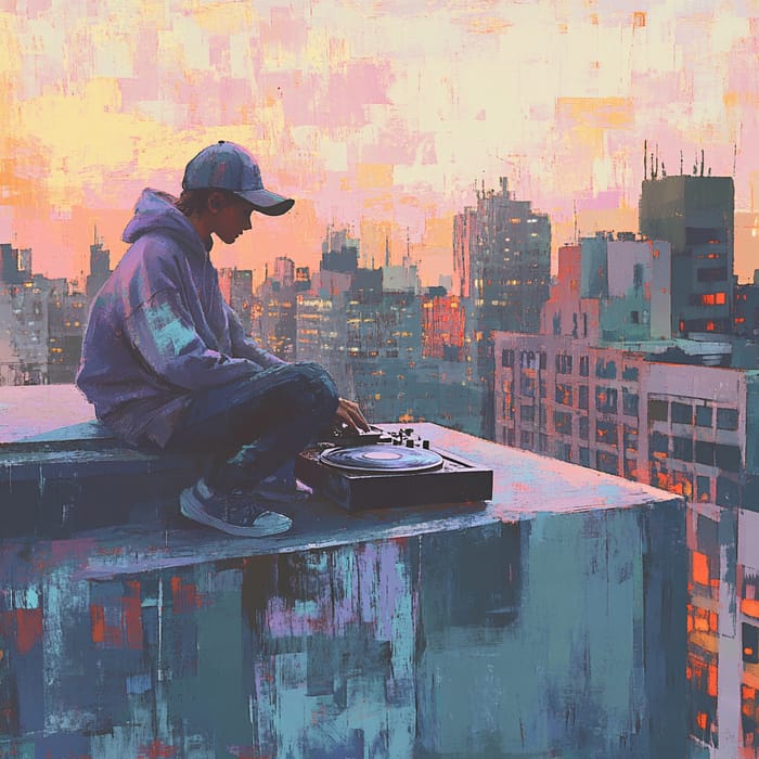 Lo-Fi Aesthetic: Nostalgic Urban Rooftop Scene