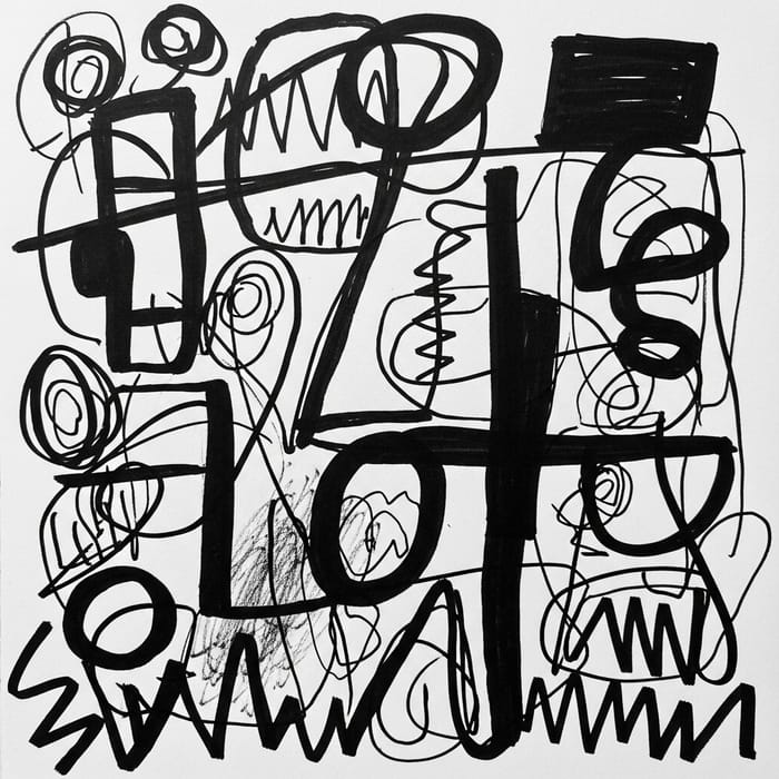 Authentic Child's Black-and-White Abstract Drawing Authentic Child's Black-and-White Abstract Drawing