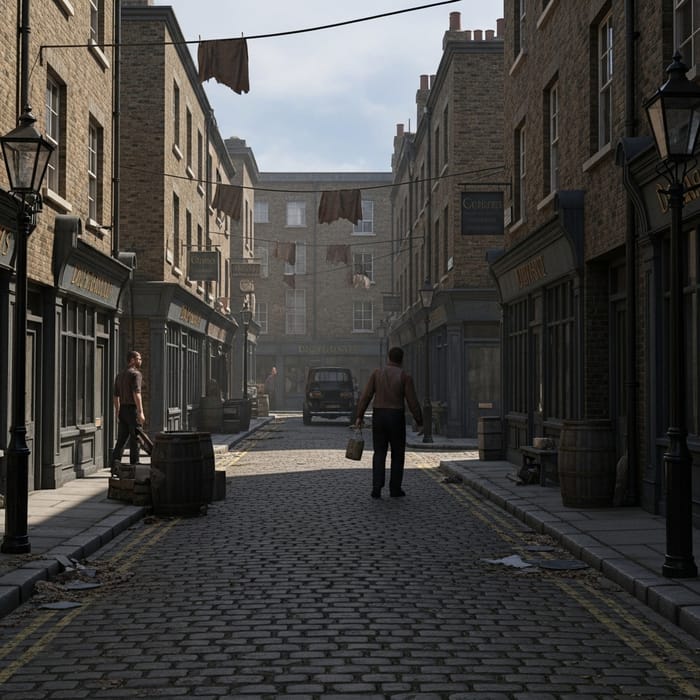 Victorian Cobblestone Street in London - Daytime Views Victorian Cobblestone Street in London - Daytime Views