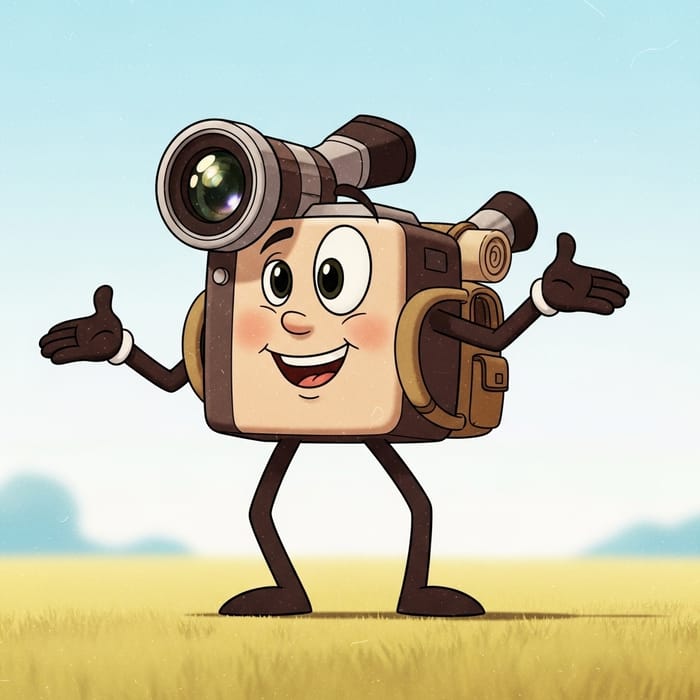 Cheerful Digital Video Camera Character - Pixar Style Cheerful Digital Video Camera Character - Pixar Style