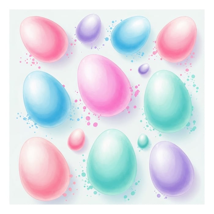 Pastel Easter Eggs: Calm Watercolor Palette & Brush Strokes Pastel Easter Eggs: Calm Watercolor Palette & Brush Strokes