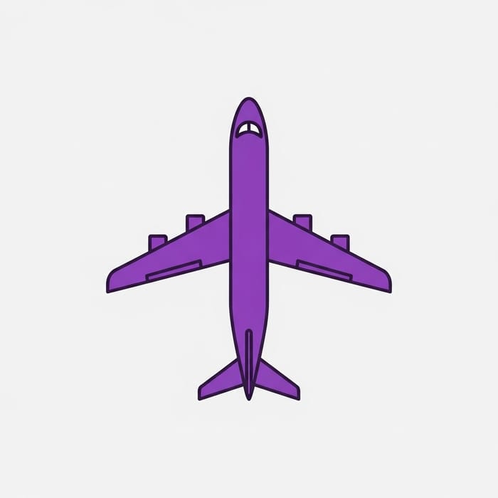 Detailed Purple Airplane Icon - Minimalistic Design
