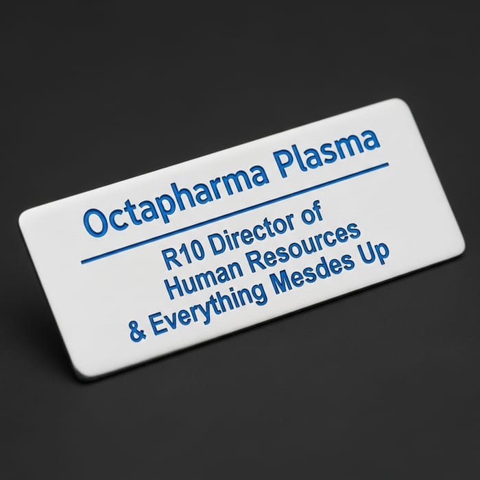 Polished Octapharma Plasma Name Tag - Director of HR & Everything Messed Up Polished Octapharma Plasma Name Tag - Director of HR & Everything Messed Up
