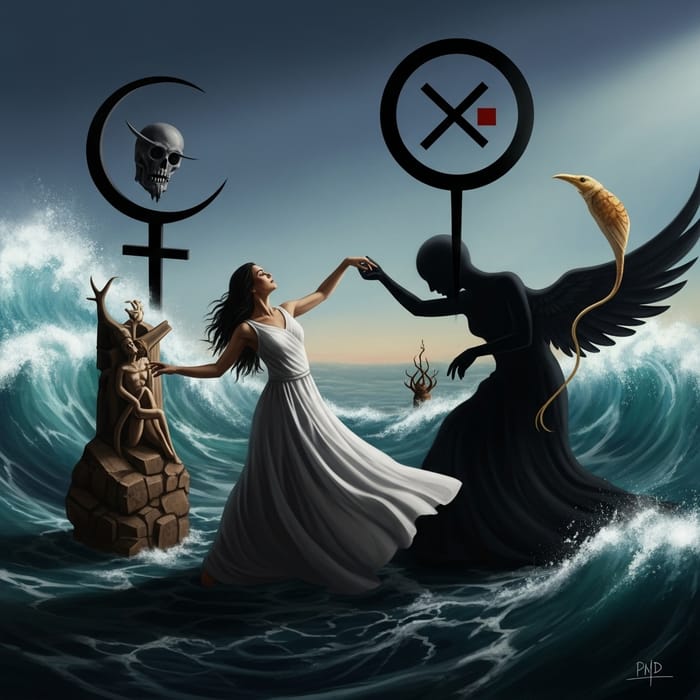 Captivating Dance of Death in Surrealist Setting Captivating Dance of Death in Surrealist Setting