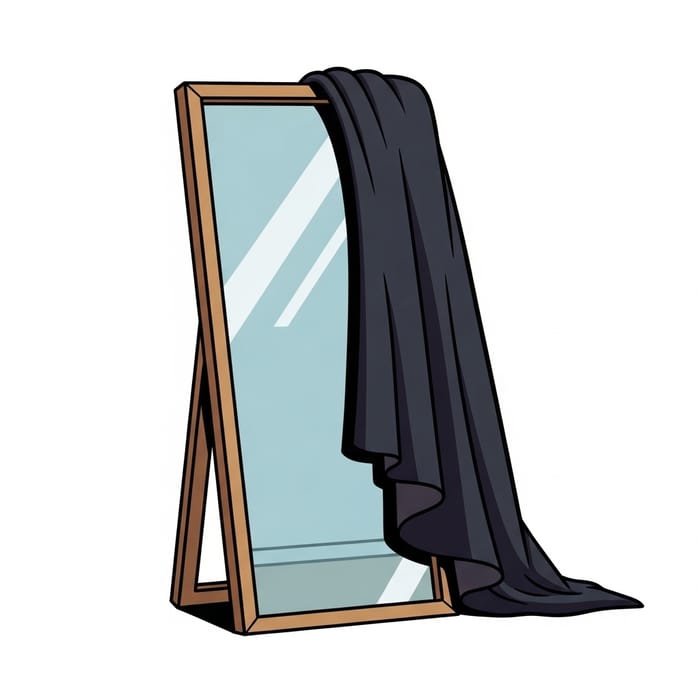 Cartoon Mirror Half Covered with Cloak Cartoon Mirror Half Covered with Cloak