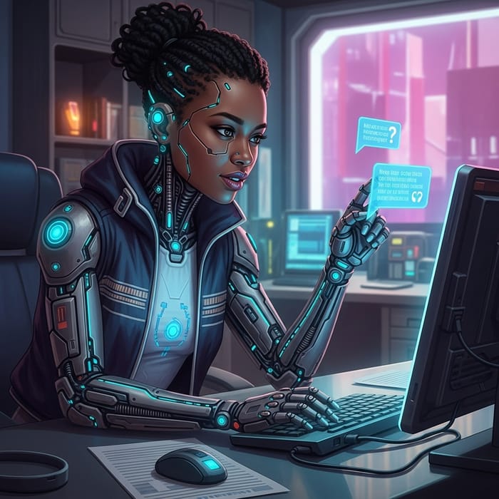 Futuristic African Cyborg AI Assistant Concept Art Futuristic African Cyborg AI Assistant Concept Art