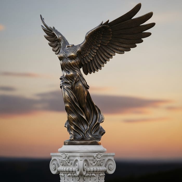 Victory Status Symbol on Elegant Marble Base Victory Status Symbol on Elegant Marble Base