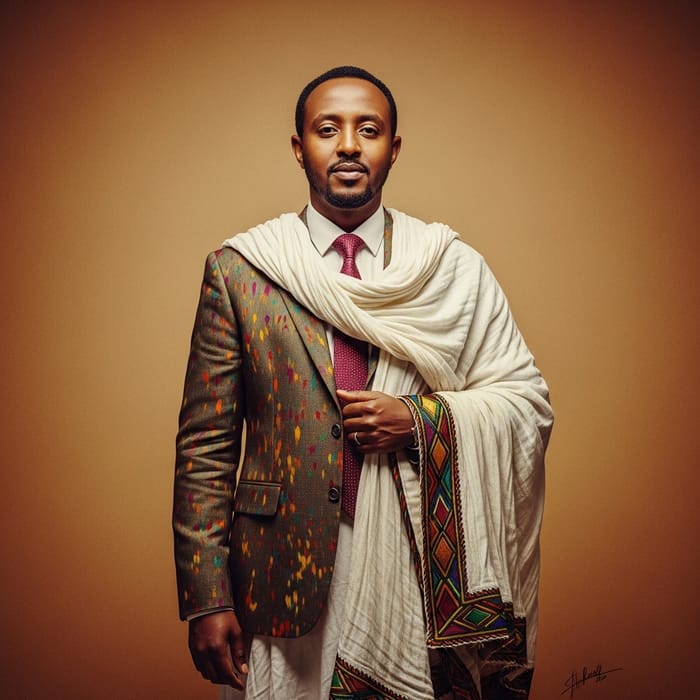 Richly Attired Ethiopian Businessman | Vibrant Cultural Fusion Richly Attired Ethiopian Businessman | Vibrant Cultural Fusion