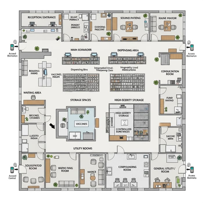 Optimizing Hospital Pharmacy Floor Plan: Key Zones & Features