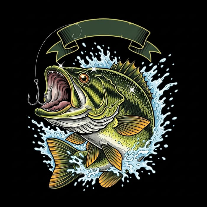 Dynamic Bass Fish Illustration with Vivid Motion Capture Dynamic Bass Fish Illustration with Vivid Motion Capture