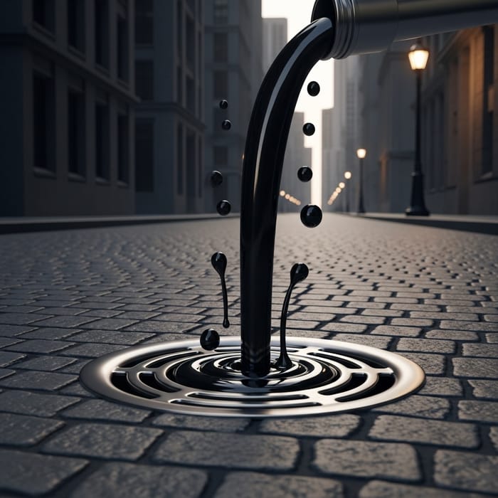 Animated Oil Flowing into Drain | City Urban Scene Animated Oil Flowing into Drain | City Urban Scene