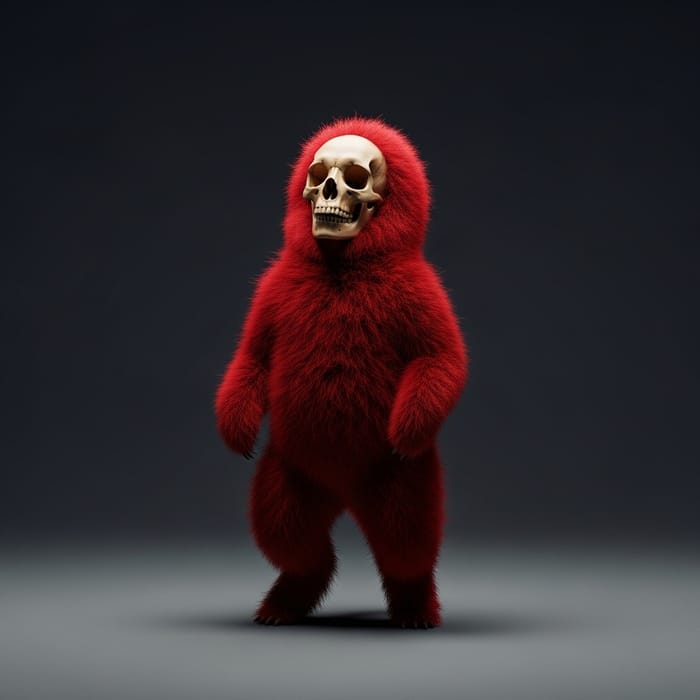 Red Furry Creature with Skull Head | Fantasy & Horror Red Furry Creature with Skull Head | Fantasy & Horror