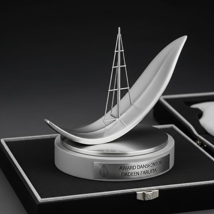 Minimalist Brushed Stainless Steel Maritime Trophy Design Minimalist Brushed Stainless Steel Maritime Trophy Design