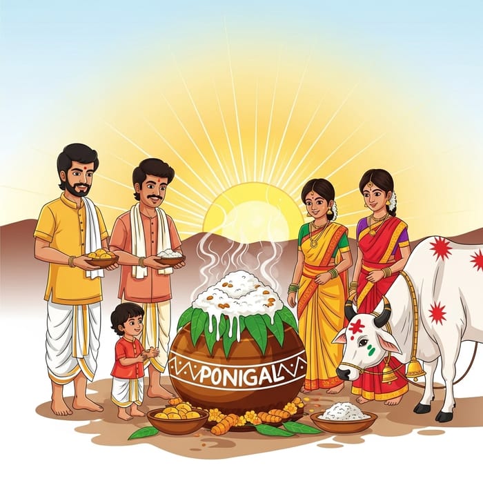Pongal Festive Delight with Joyful South Asian Family