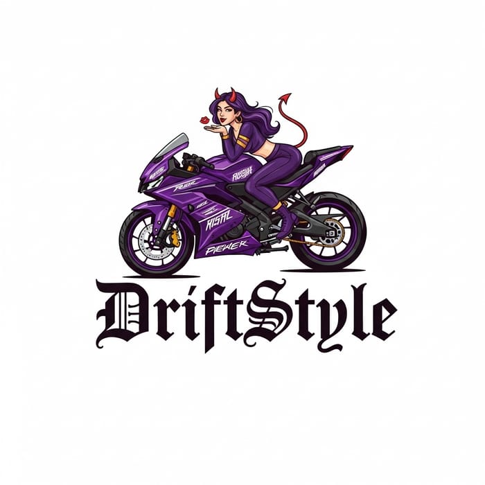 DriftStyle Logo - Devilish Female Character on Purple R15 Motorcycle DriftStyle Logo - Devilish Female Character on Purple R15 Motorcycle