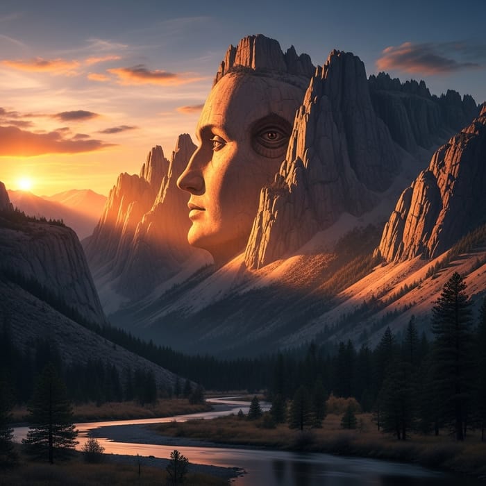 Mystical Mountain Face - Nature's Human-Like Landscape Beauty
