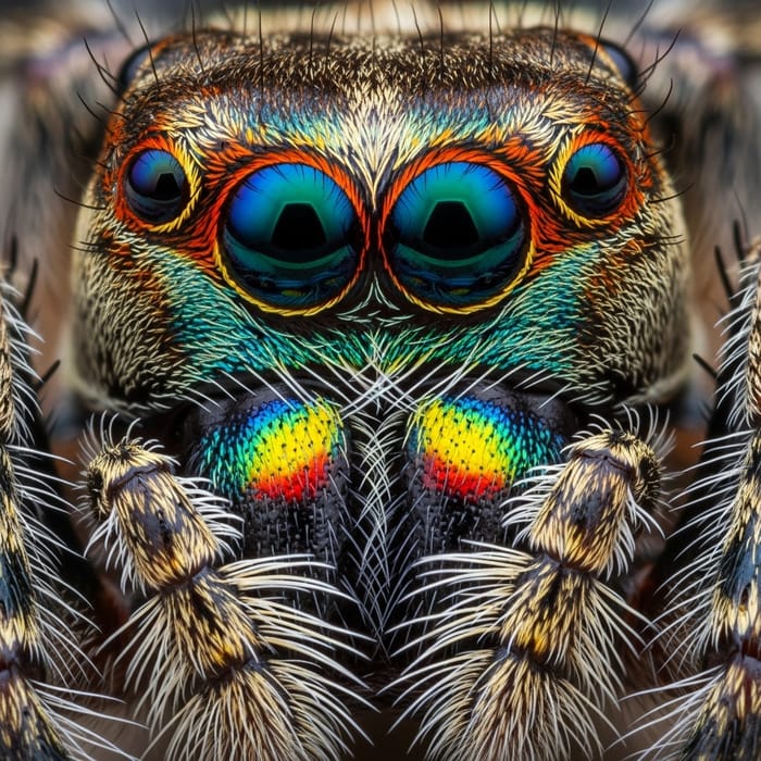 Jumping Spider Face | Semi-Colorful Close-Up Image Jumping Spider Face | Semi-Colorful Close-Up Image