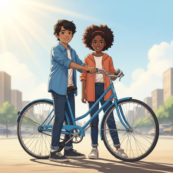 Young Boy and Girl on Bike Young Boy and Girl on Bike