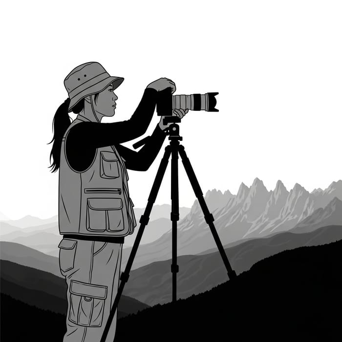 Silhouette of Female Photographer Capturing Image