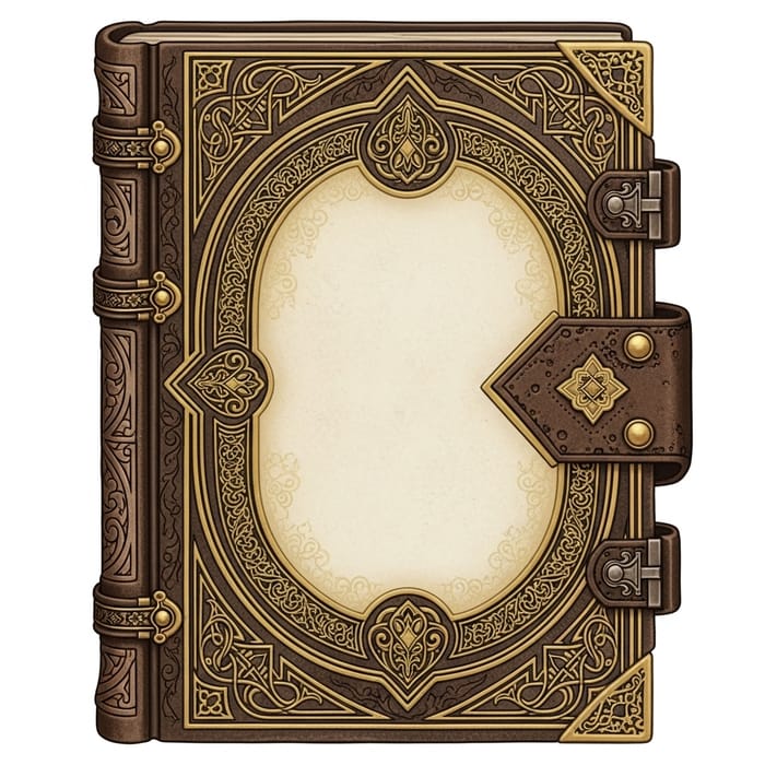 Medieval Book Cover Design with Intriguing Empty Space