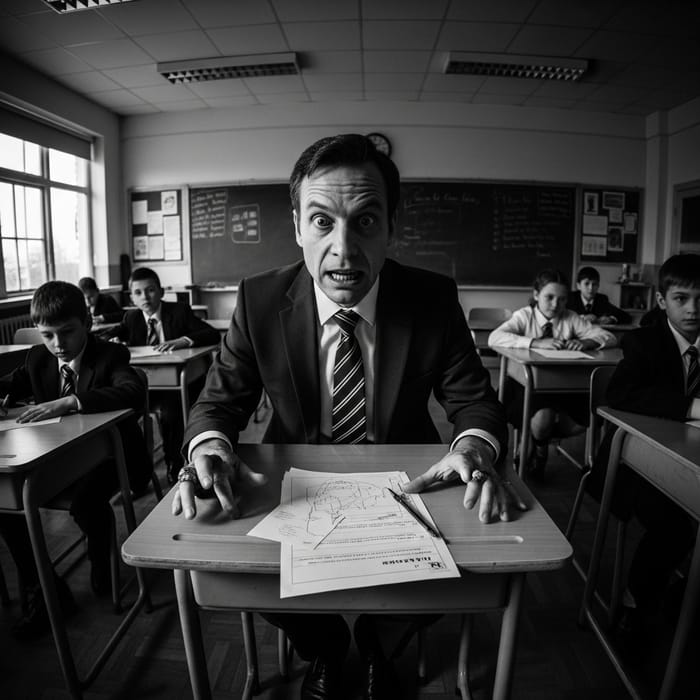 Eerie Teacher: Disheveled Classroom Drama Eerie Teacher: Disheveled Classroom Drama