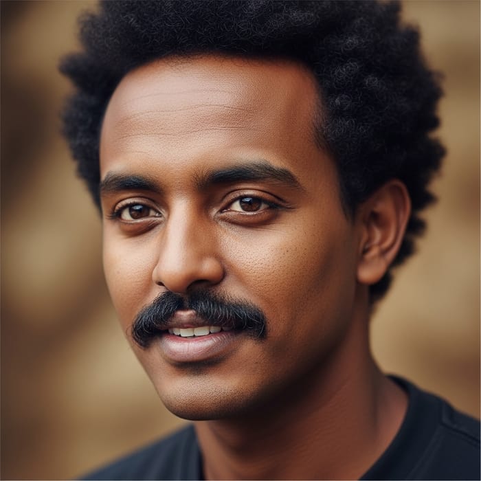 Ethiopian Man, 22, Oval Face, Full Hair & Mustache | Dignified Look Ethiopian Man, 22, Oval Face, Full Hair & Mustache | Dignified Look