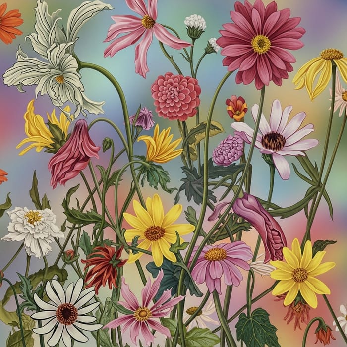 Exploratory Abstract Flowers: Diverse Shapes & Colors