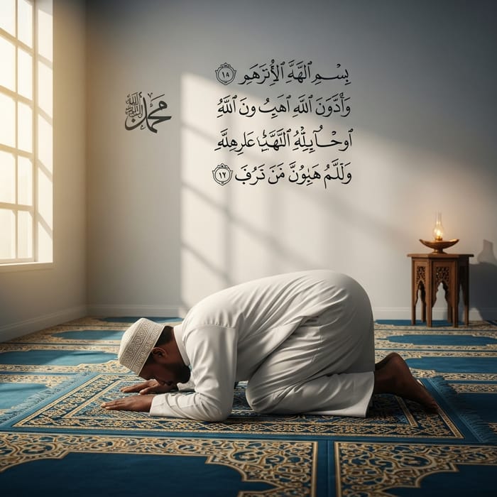 Muslim Prayer in Traditional Attire Muslim Prayer in Traditional Attire