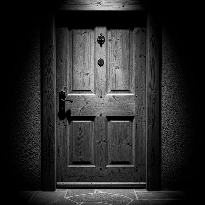 Mysterious Weathered Wooden Door - Dramatic Film Noir Aesthetic Mysterious Weathered Wooden Door - Dramatic Film Noir Aesthetic