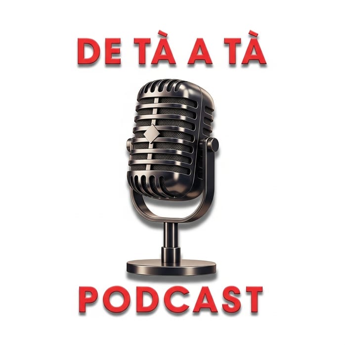 3D Dark Logo with Antique Microphone | DE TÚ A TÚ Podcast
