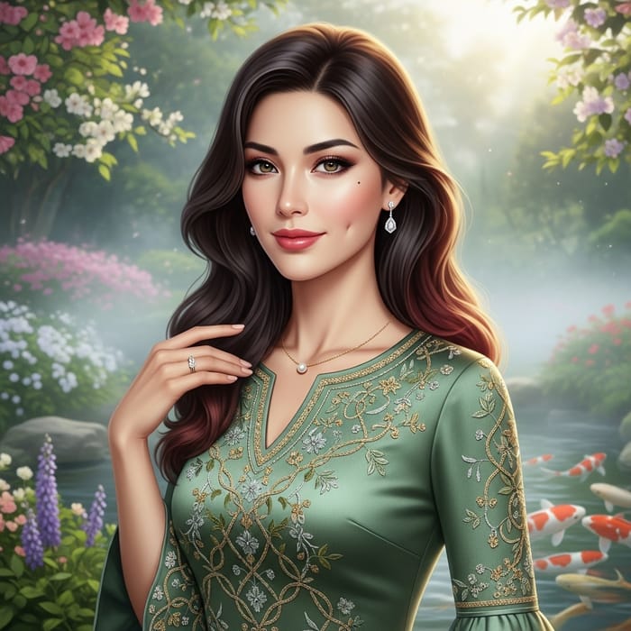 Beautiful Portrait of an Elegant Woman in Garden Setting