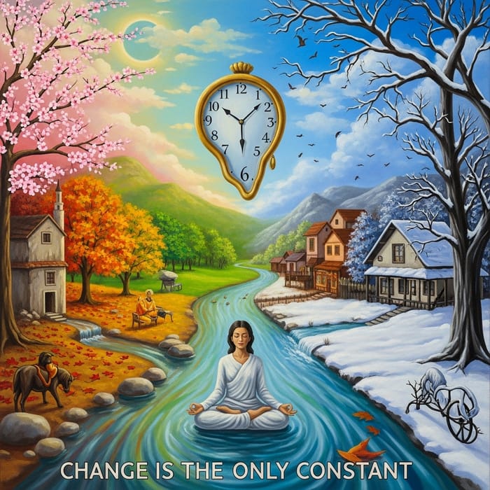Surreal Painting Illustrating the Concept of Constant Change Surreal Painting Illustrating the Concept of Constant Change