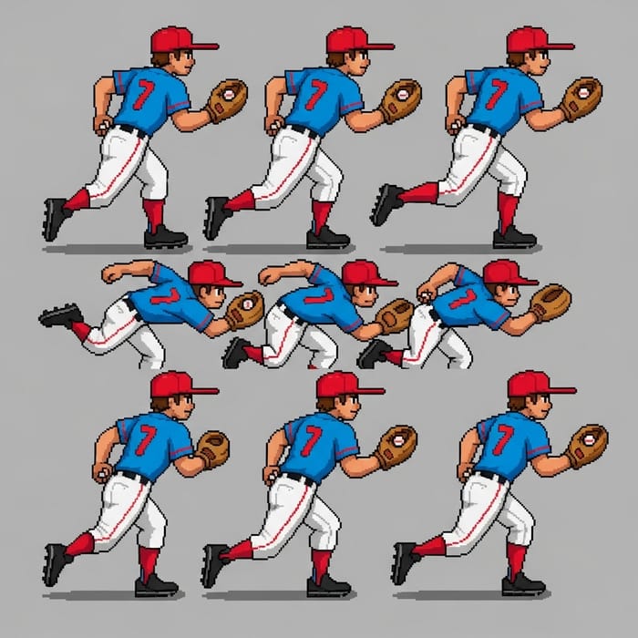 Colorful Pixel Art Baseball Character Sprite Sheet Colorful Pixel Art Baseball Character Sprite Sheet