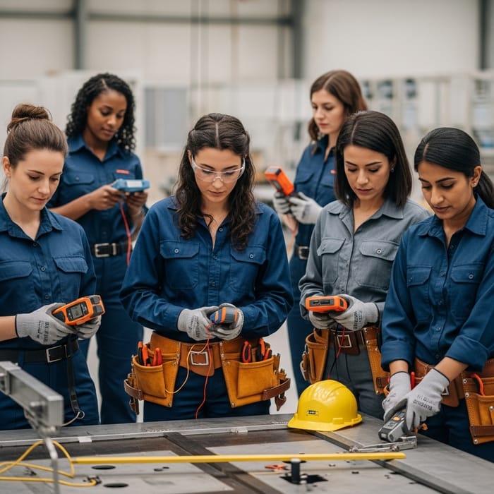 Diverse Women Using Measurement Devices | Multicultural Workforce