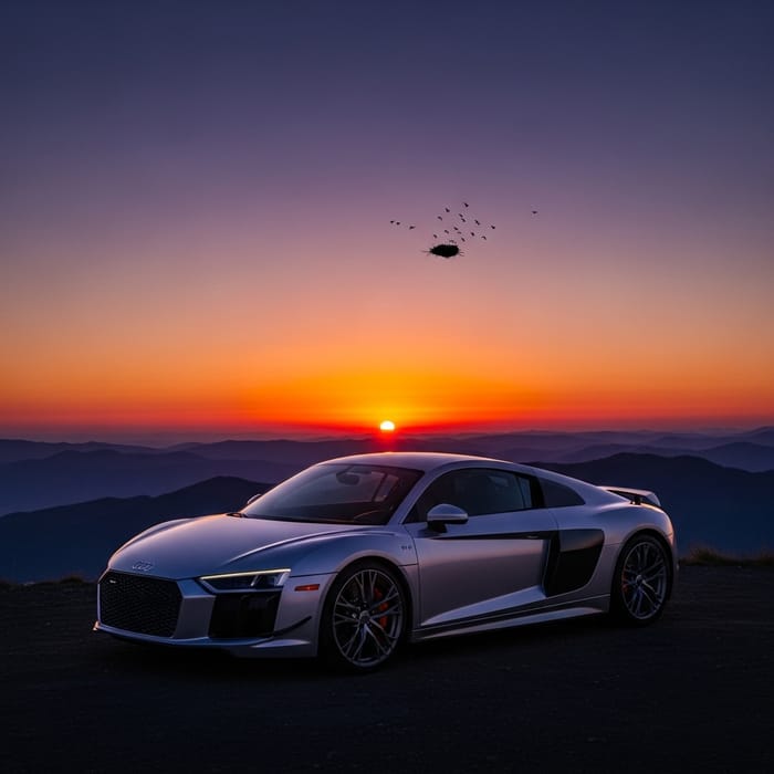 Audi R8 at Sunset: A Mountain Retreat Audi R8 at Sunset: A Mountain Retreat