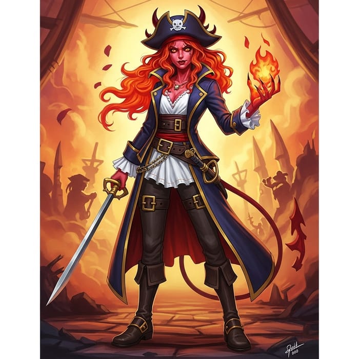 Demon Nami - Fiery Pirate Transformed into a Fantastical Demon